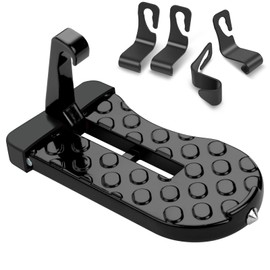 URAQT Folding Car Door Pedal, Door Step Running Boards with U Hook Locking, Foot Pegs Vehicle with Safety Hammer and 4 Plastic Hooks, Car Door Step for Car Roof for SUV / RV (Black)