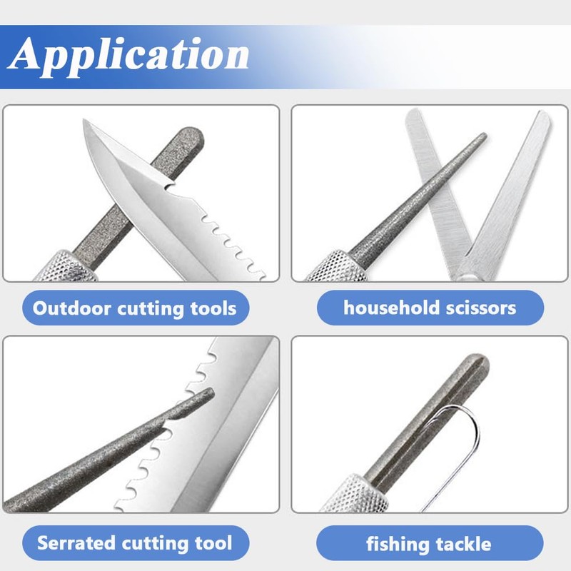 Wolfride 2Pcs Serrated Knife Sharpener, Retractable Diamond Sharpening Rod Multifunctional