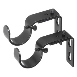 Ivilon Short Projection Brackets for Curtain Rods - for 1 or 1 1/8 Inch Rods. Set of 2 - Black