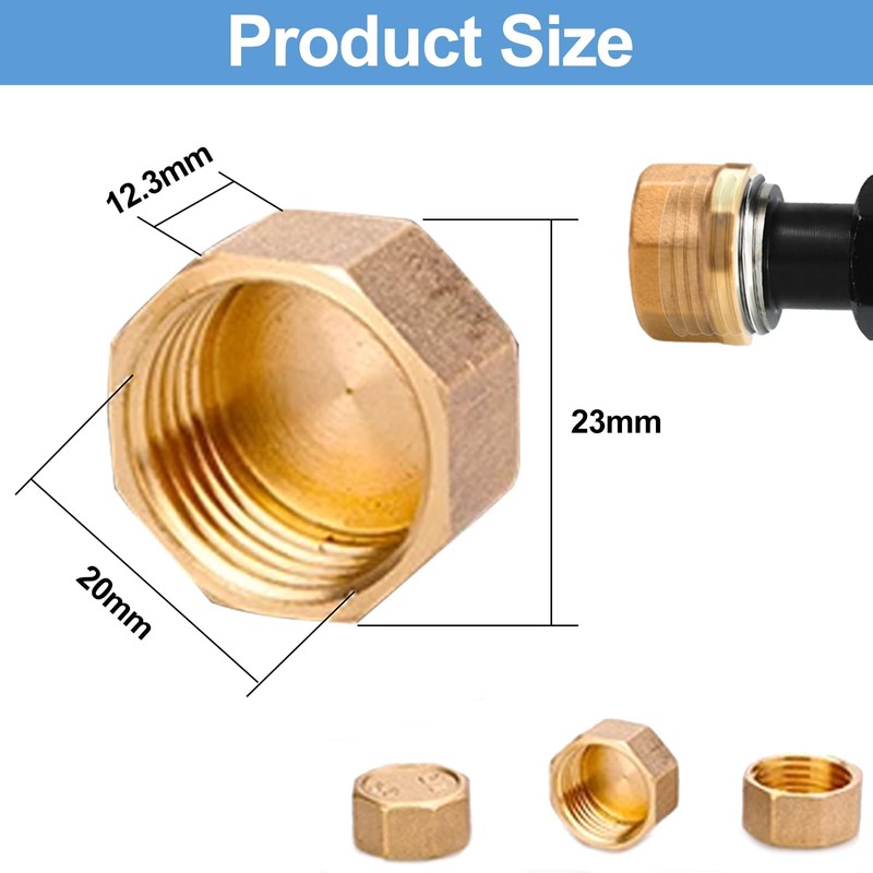 Brass Blanking Nut Cap,4 Pcs Brass End Cap with Washers,