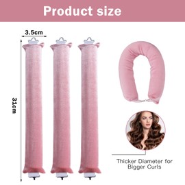 FONWUJIOT 3 Stück Locken Ohne Hitze, Overnight Blowout Lockenwickler, Langes Mittleres Haa Lockenwickler Über Nacht, Heatless Curls Band für Alle Haartypen (Rosa)