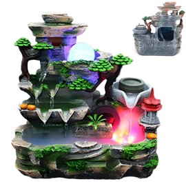 Lemoeyes Indoor Desktop Fountain Waterfall Decor, Atomizing Desktop Humidifier with Automatic Pump & Rockery, Plant Relaxation Tabletop Water Fountain for Office Home Bedroom Decoration (Mode - 1)