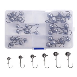 Zite Fishing Jig Heads Set 5-20 g - Jig Hooks Assortment with #1, 1/0, 2/0, 3/0, 4/0 - Perch, Zander, Pike Fishing Hooks - 30 Pieces Lead Heads Rubber Bait Fishing - Rubber Fish & Twister Jigheads