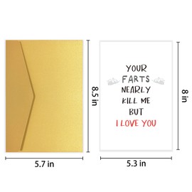 Rude Valentines Day Card for Him, Funny Farts Anniversary Card for Husband, Your Farts Nearly Kill Me But I Love You