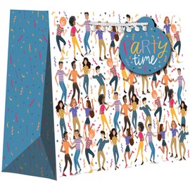 JILLSON & ROBERTS Large Embossed Gift Bags, Party Favor Totes, Dance Party, 12 Count