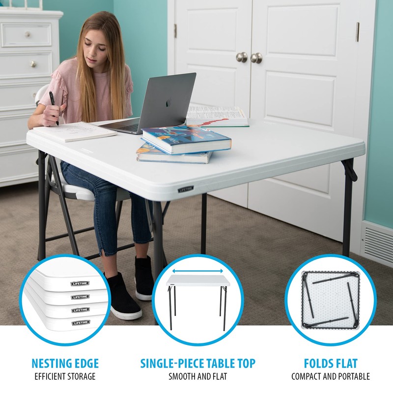 Lifetime 80783 37-Inch Commercial Grade Square Folding Card Table, White