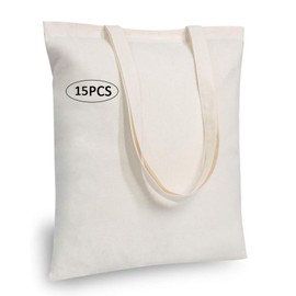 AZULDIMEN Paquetes de Bolsas Tote Bag De Manta Cruda 40 X 35 cm,100% Algodon, Bolsa reutilizable de tela y Ecológicas. Bolsas Tote Bag para pintar. (15)