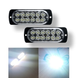 Super Bright LED Strobe Light, Strobe Flash, Daylight, 12 LED, Flashing, Emergency Warning Light, For Universal Cars, 12 V, 24 V, Cars, Motorcycles, Trucks, (White)