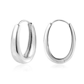 ALEXCRAFT Chunky Silver Hoop Earrings for Women Hypoallergenic Small Huggie Oval Earrings for Women Girls