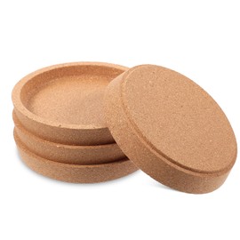 Pack of 4 Cork Coasters, Round, Extra Thick with Raised Edge, Absorbent, Heat-Resistant, Round Cork Coasters for Most Cups, Reusable, Stackable