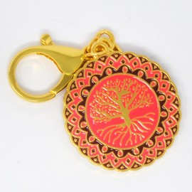 Isui Tree Keychain Boost Energy Amulet Keychain Tree of Life Portrait Bag Bag, red
