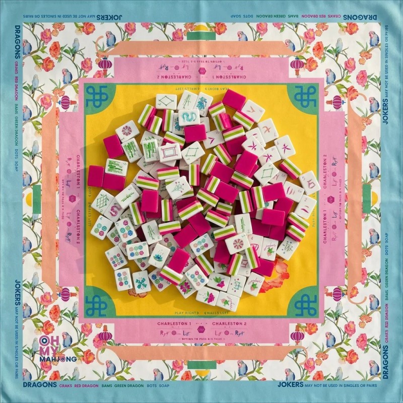 Mahjong Set160PCS 36mm4-Layer Engraved Acrylic Tiles with Tropical Monkey Mat
