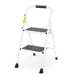 HBTower 2 Step Ladder,2 Step Stool for Adults Folding Step Stool with Cushioned Handle with Wide Anti-Slip Pedal Ergonomic Design