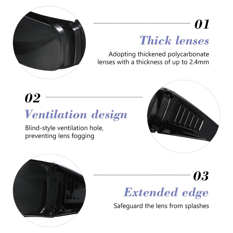 Totority Safety Goggles - Black Adjustable Protective Eyewear for Industrial