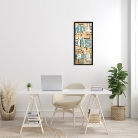 Stupell Industries Abstract Textbook Cutout Collage Bold Painted Numbers, Designed by Nikki Galapon Black Framed Wall Art, 13 x 30, Multi