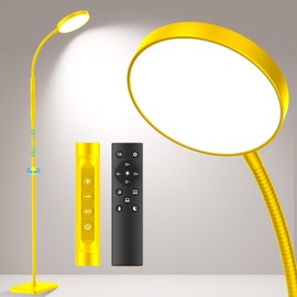 PACOVY Floor Lamp, Adjustable Height Floor Lamps for Living Room Bedroom, 120 LED Super Bright Standing Lamp Remote & Touch Control Dimmable Gooseneck Tall Stand Reading Lamp for Office Craft, Gold