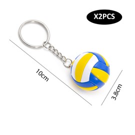 2 Pieces Volleyball Keychains, Sports Souvenirs, Creative Keychains, Bag Charms, Sports Element Keychain, Yellow / White / Blue, Modern
