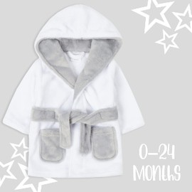 Metzuyan WS-AW22 Baby Boys Baby Girls Unisex White Dressing Gown Hooded Bath Robe 12-18 Months