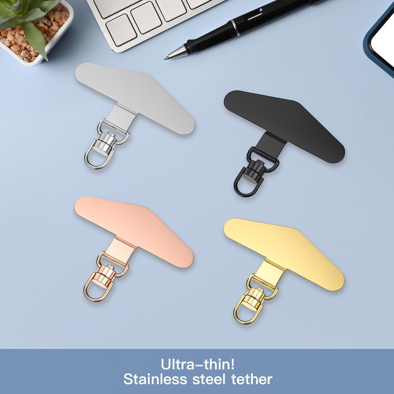 cmetta 2 PCS 360°Rotatable Metal Phone Tether Tab for iPhone，Cell