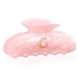 HAIMEIKANG Acrylic Pink Letter Initial Hair Claw Clips for Women - Monogram Hair Claw Alphabet Hair Clip