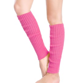 *daisysboutique* Retro Women 80s Adult Ribbed Knitted Leg Warmers Crochet Long Boot Socks for Party Dance Sports Yoga (One Size, Rosepink)