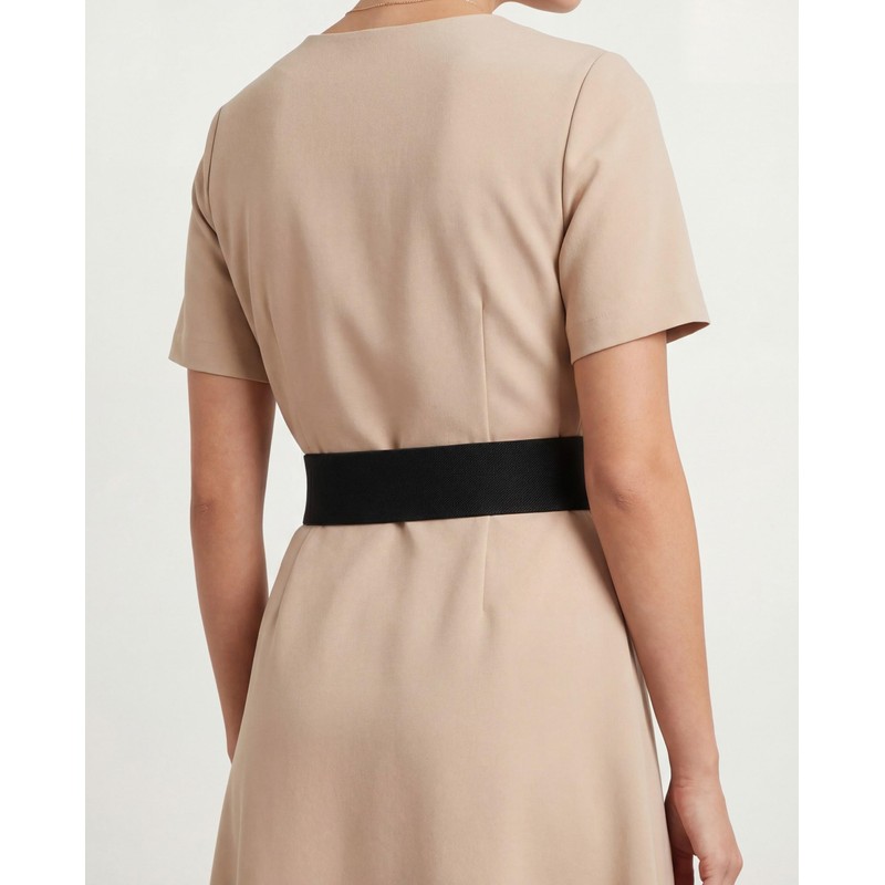 BlackButterfly Wide Elastic Waist Cinch Stretch Waistband Retro Vertical Clasp