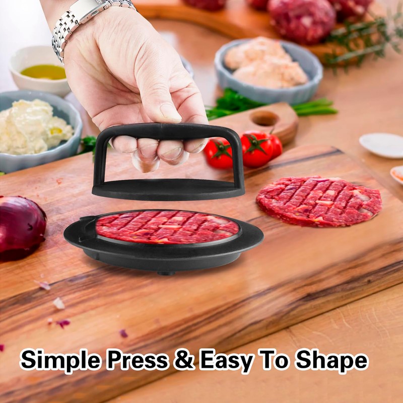 HiempTru Burger Press Patty Maker, Round Non-Stick Stuffed Hamburger Press