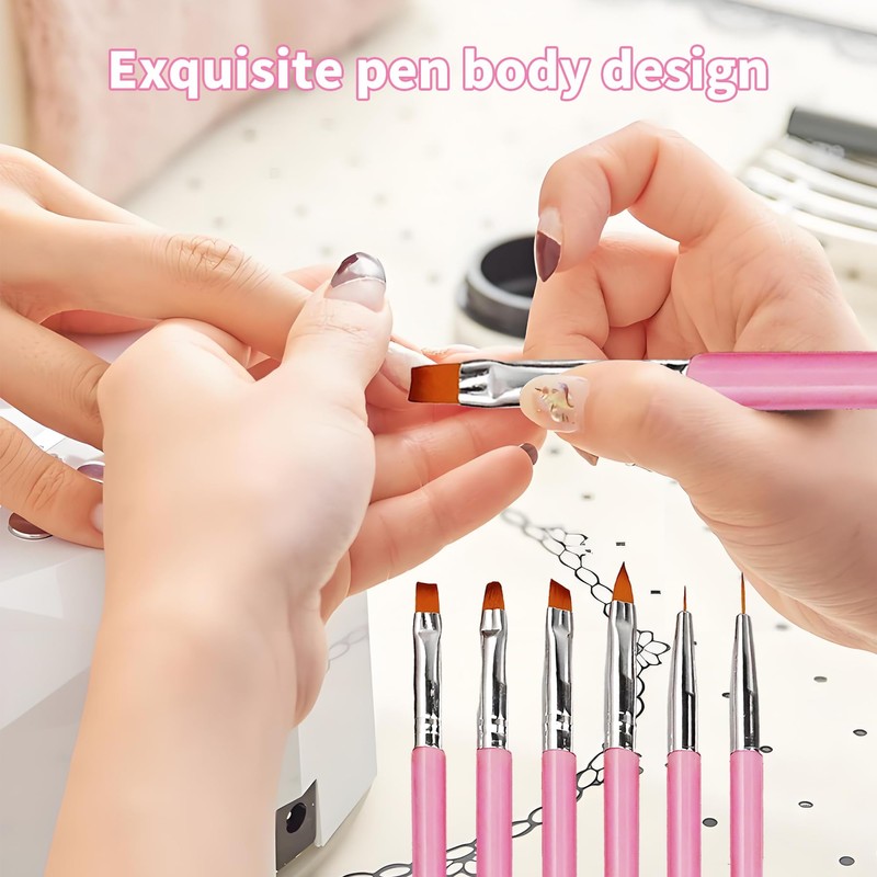 YPYMOD Pack of 6 Double End Nail Brushes, Nail Design