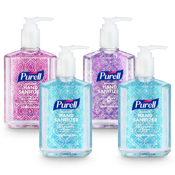 Purell Advanced Hand Sanitizer Refreshing Gel Design Series, Clean Scent, 8 Fl Oz Pump Bottle (Pack of 4) - 9652-06-ECDECO