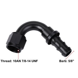 Podavelle 10AN 120 Degree Push Lock Hose Fitting End Adapter Aluminum Black