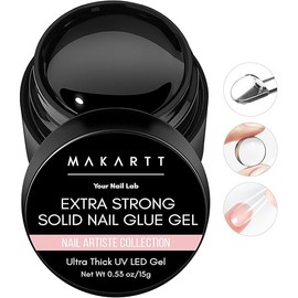Makartt Solid Nail Glue Gel: Extra Strong Gel Nail Glue for Press On Nails and Nail Tips Long-Lasting Strong Adhesion Nail Glue for Acrylic Nails Clear Hard Gel for Nail Art Home Salon UV Light Cured