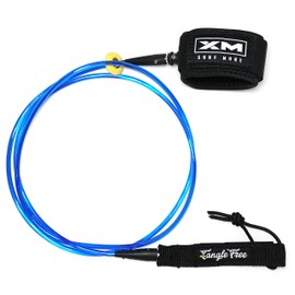 XM SURF MORE Comp 5ft Surfboard Leash with Tangle Free Upgrade, Cord Thickness (.220in), Key Pocket, Unbreakable Swivels, Detachable Railsaver, Made in USA