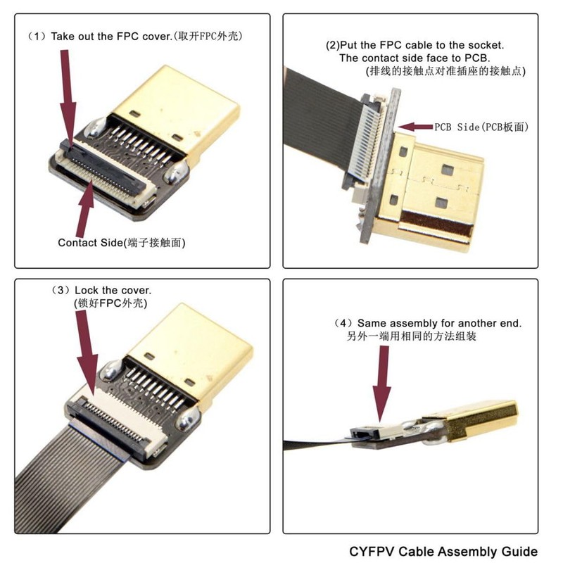chenyang CYFPV Cable plano de extensión micro HDMI macho a
