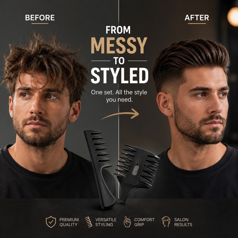 5-Piece Hair Styling Comb Set for Men & Women –