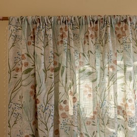 ENJOYBRIDAL Floral 84 Inch Curtains for Bedroom Decor Drapes Floor Length Semi Sheer Rod Pocket Living Room Window Curtain Panels Light Filtering Boho 2 Panels Tassel Vintage Window Treatments