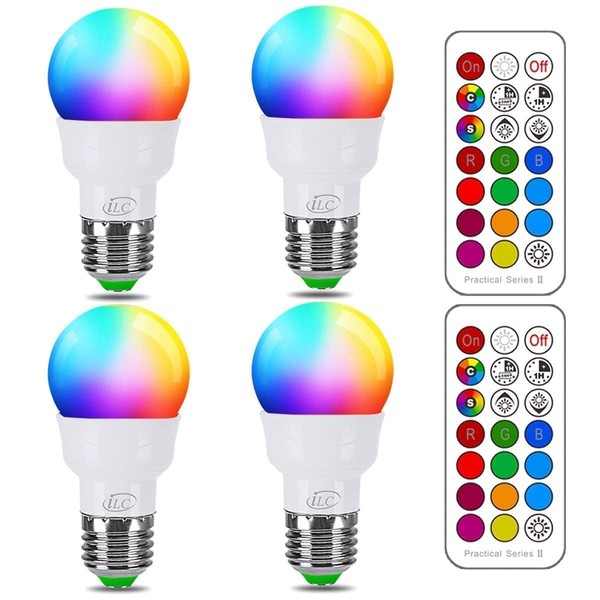 ILC RGB LED Color Changing Light Bulb, 40W Equivalent, 450LM,