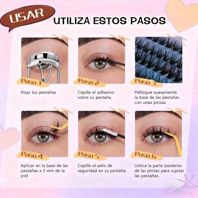 560pcs Kit Extensiones De Pestañas Negras - Efecto Natural