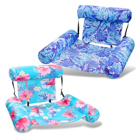 2 Pack Pool Chair Float ，Adjustable Inflatable Adult Lounge Chairs, Noodle Hammock Water Floaties for Pool & Lake Heavy Duty