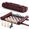 ThreeMoves Roll Up Chess Set - 11" Foldable Leather Chess