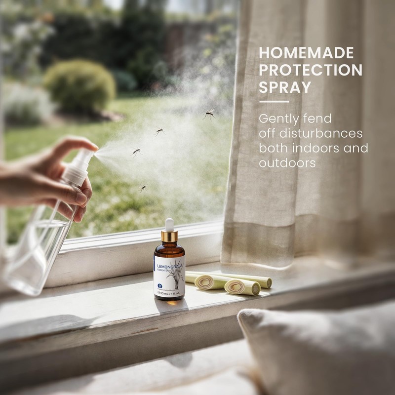 HIQILI Lemongrass Essential Oil for Outdoor Protection, Skin