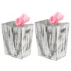 Ismosm Rustic Wooden Trash Can Set, 2-Pack, Small and Large
