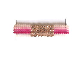 Womens The Sorbet Collection Glam Boho Fashion 5 x Beaded Bracelets. Pink and Rose Gold. Valentines, Birthday or Holiday Jewellery.