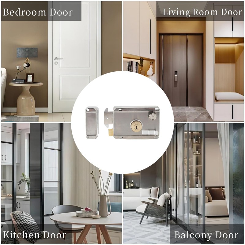 Rim Lock Set, Stainless Steel Vertical Keyway Cylinder Deadbolt With