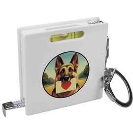 Azeeda 'German Shepherd Love Note' Keyring Tape Measure/Spirit Level Tool (KM00042757)