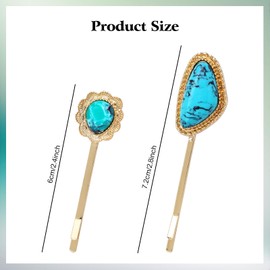 Dizila 12 Pieces/6 Pairs Vintage Artificial Green Turquoise Hair Clips Barrettes Bobby Pins Hair Accessories for Women Girls Teens Kids