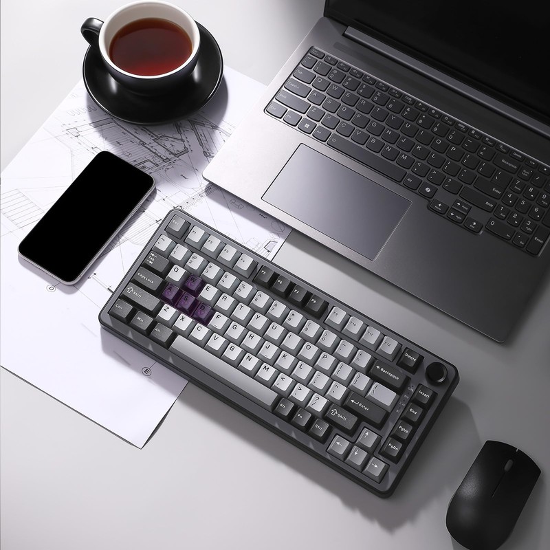 YUNZII B75 PRO Wireless Mechanical Keyboard,75% Layout with Knob,Hot Swap