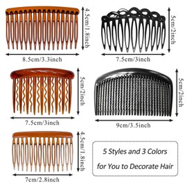 SYEYCW Pack of 15 Hair Combs for Clips, French Twist Hair Side Combs, Plastic Decorative Hair Comb Clips, Decorative Headpiece, French Hair Comb, for Women, Girls, 3 Colours