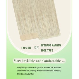 SURNEL Tape in Hair Extensions Human Hair #60 Platinum Blonde Tape in Hair Extensions 14inch 20pcs 50g(#60-14)