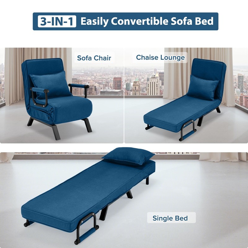 Convertible Sofa Bed Sleeper Chair,Single Person Chaise Lounge Couch with