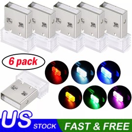 Unbranded 6x Mini RGB LED USB Car Interior Light Neon Atmosphere Ambient Lamp Accessories